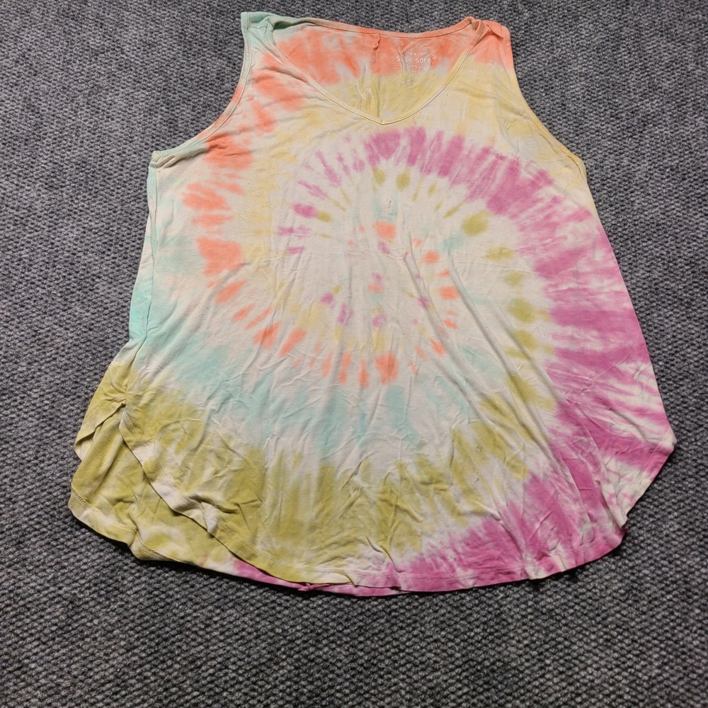 Torrid Super Soft Knits Tie Dye Tank Top Plus Size 3 Pastel V-Neck Sleeveless